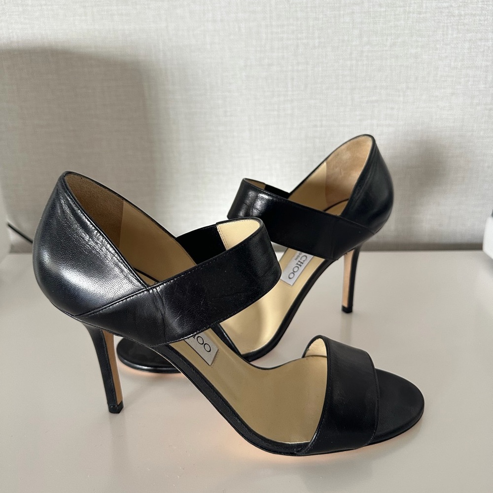 Jimmy Choo Black Leather Heels - Picture 2 of 4